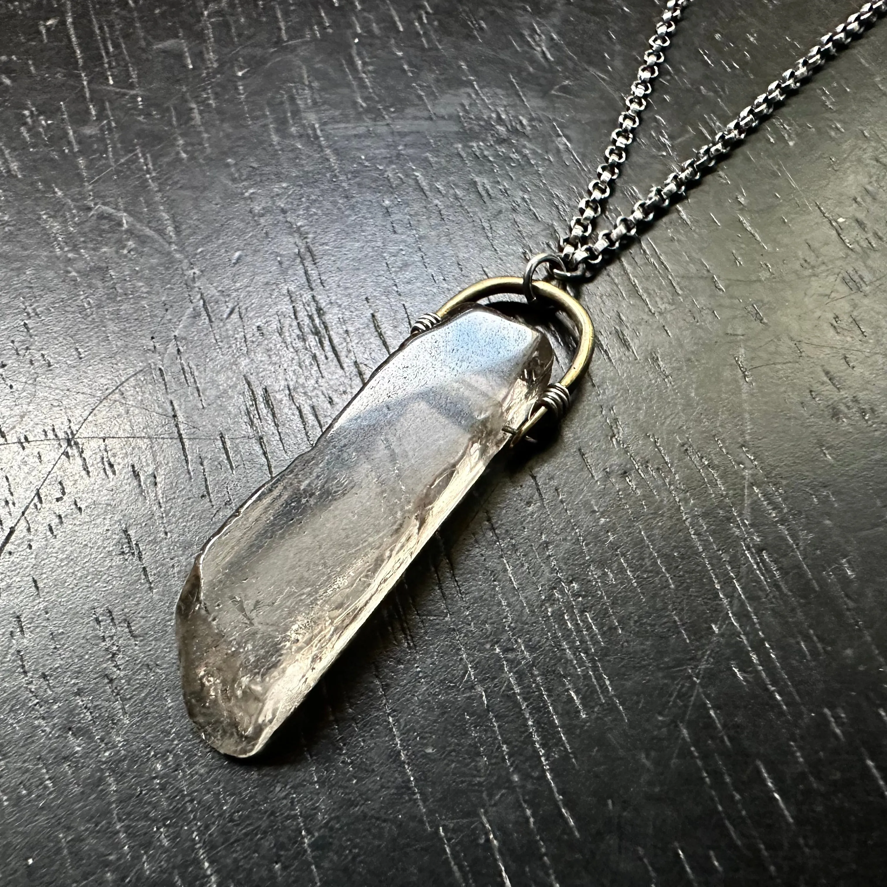 #1 SMOKY QUARTZ Taliswoman Brass Bail Necklace OOAK #1