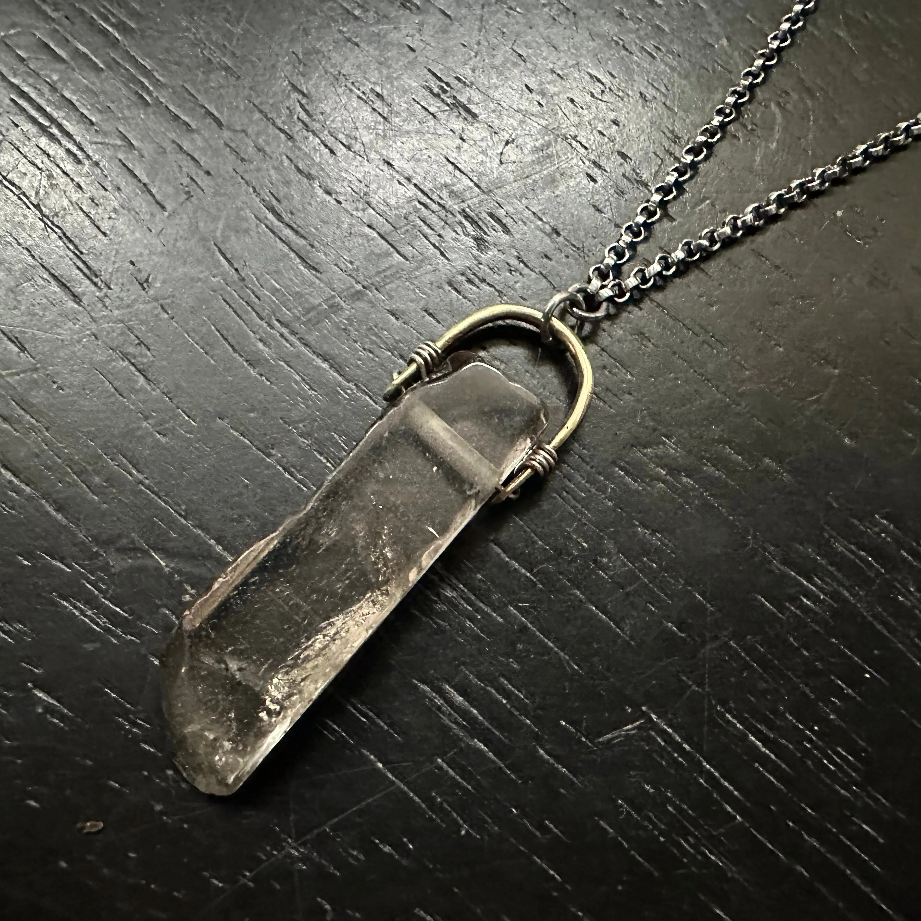 #1 SMOKY QUARTZ Taliswoman Brass Bail Necklace OOAK #1