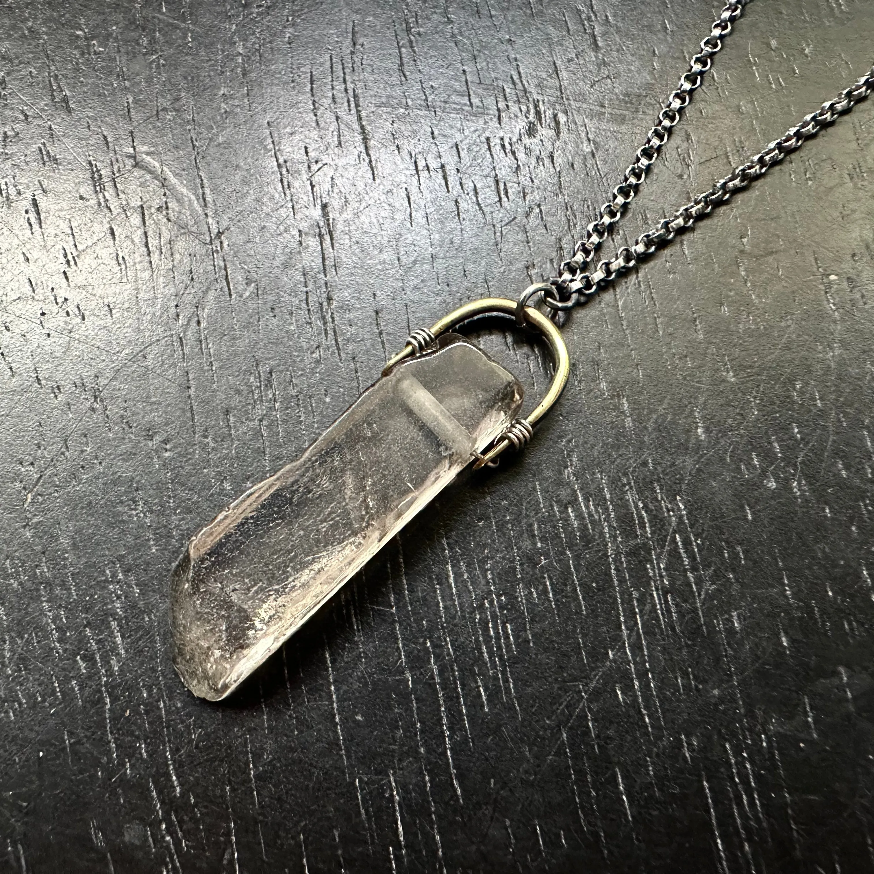#1 SMOKY QUARTZ Taliswoman Brass Bail Necklace OOAK #1