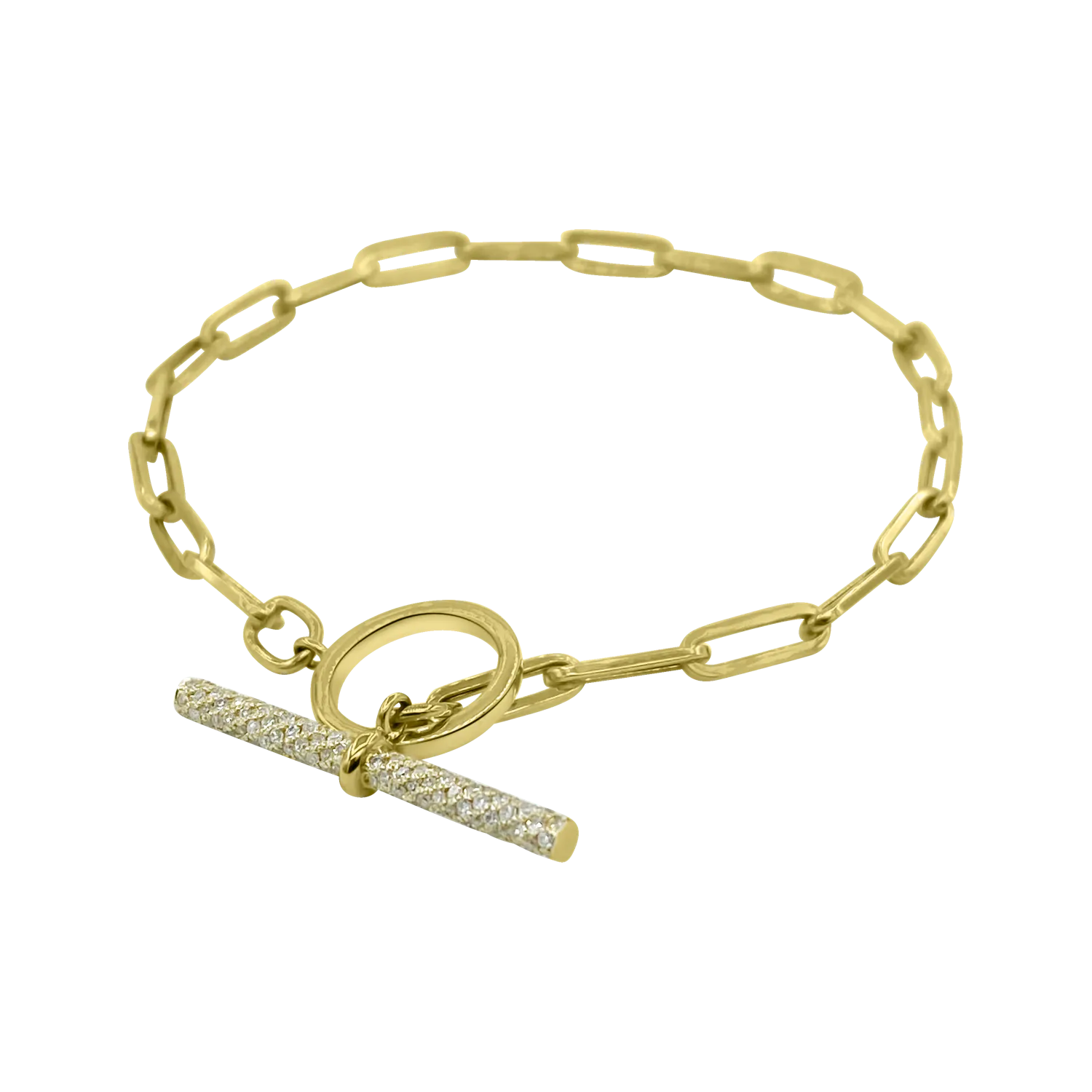 14K Gold and Diamond Toggle Link Bracelet