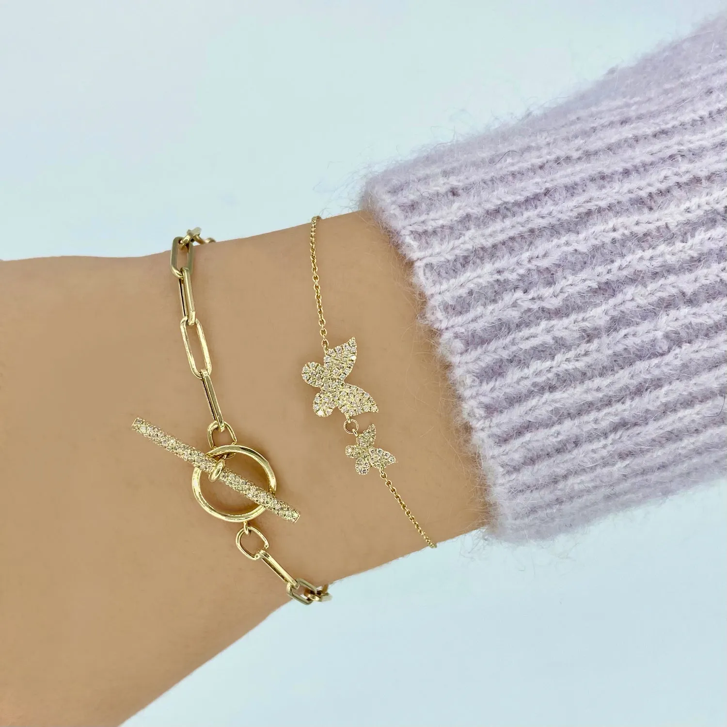 14K Gold and Diamond Toggle Link Bracelet