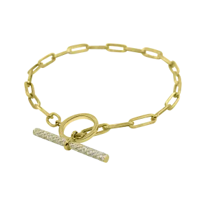 14K Gold and Diamond Toggle Link Bracelet