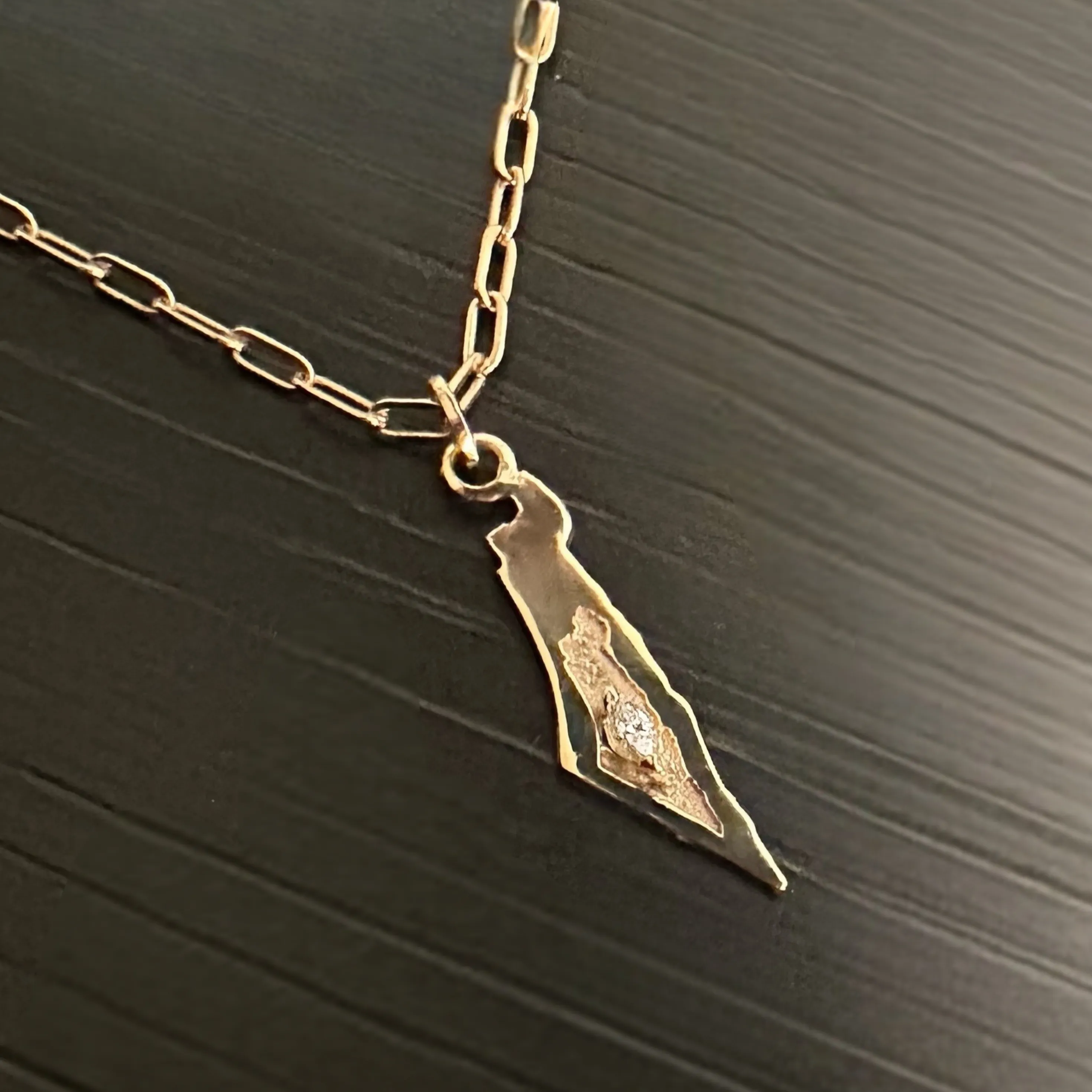 14k Solid Gold Israel Diamond Pendant