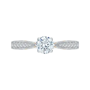 14K Two Tone Gold Round Diamond Engagement Ring