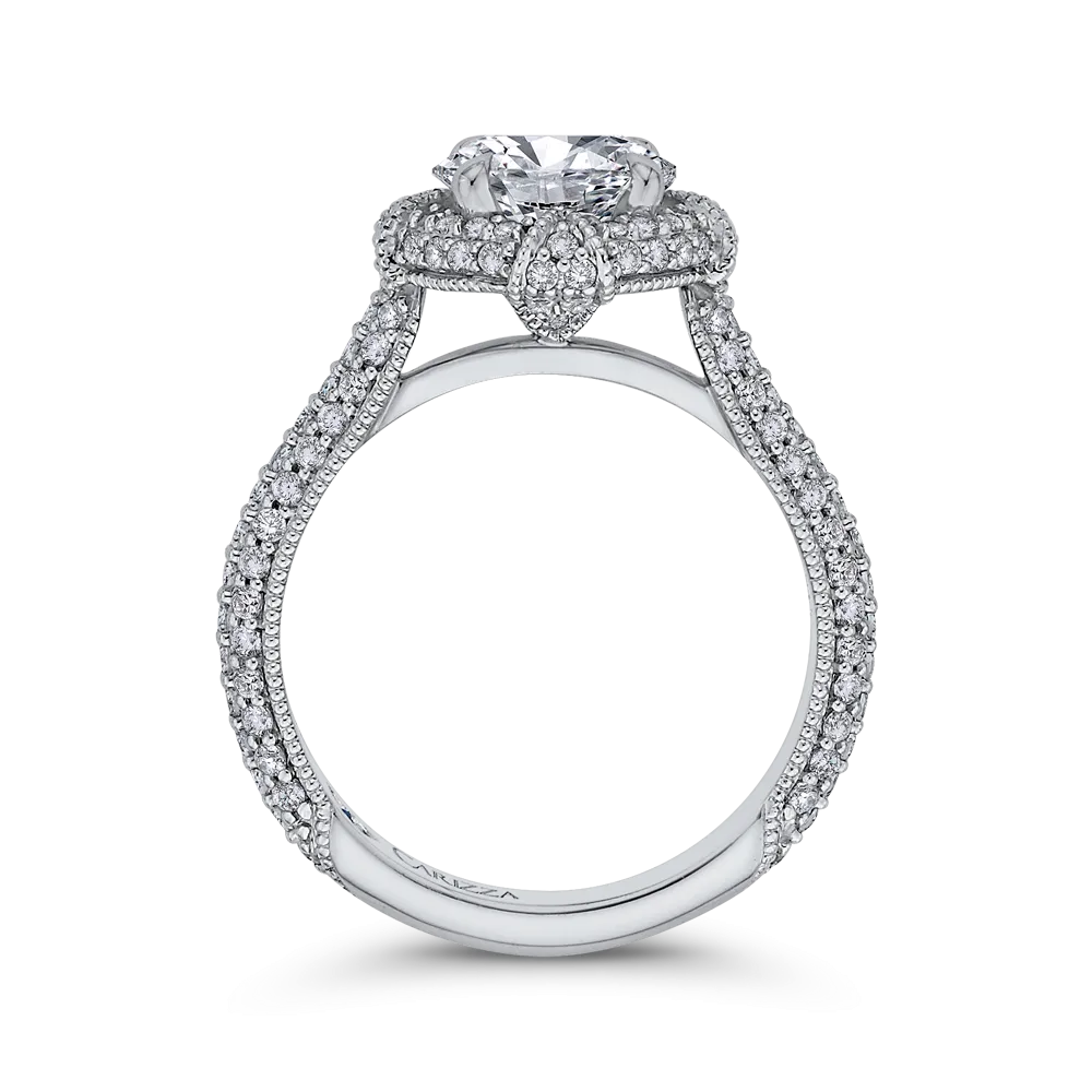 14K White Gold Round Diamond Engagement Ring (Semi Mount)