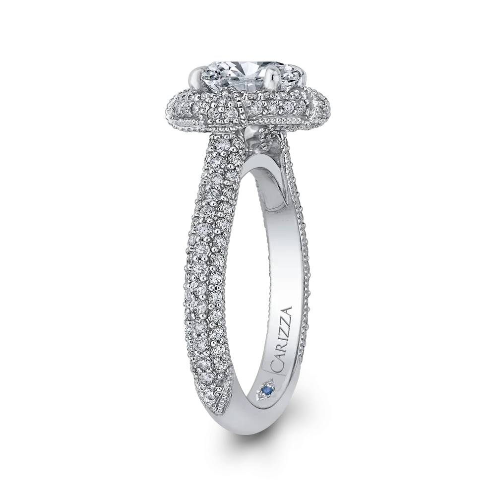 14K White Gold Round Diamond Engagement Ring (Semi Mount)