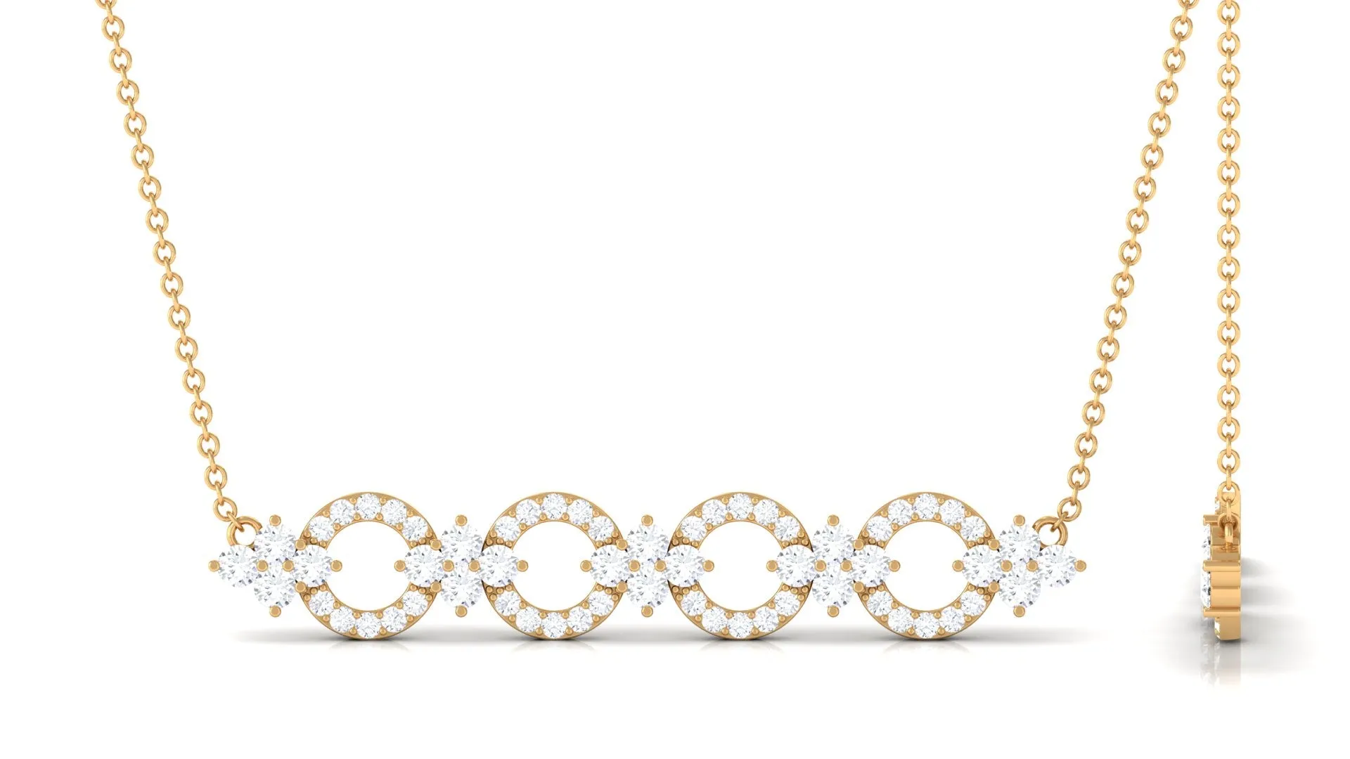 1.75 CT Round Cut Moissanite Bridal Bar Necklace in Gold