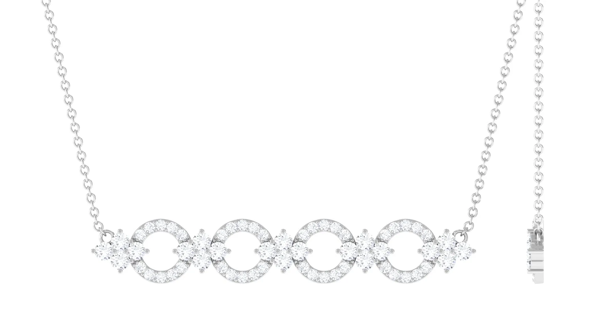 1.75 CT Round Cut Moissanite Bridal Bar Necklace in Gold