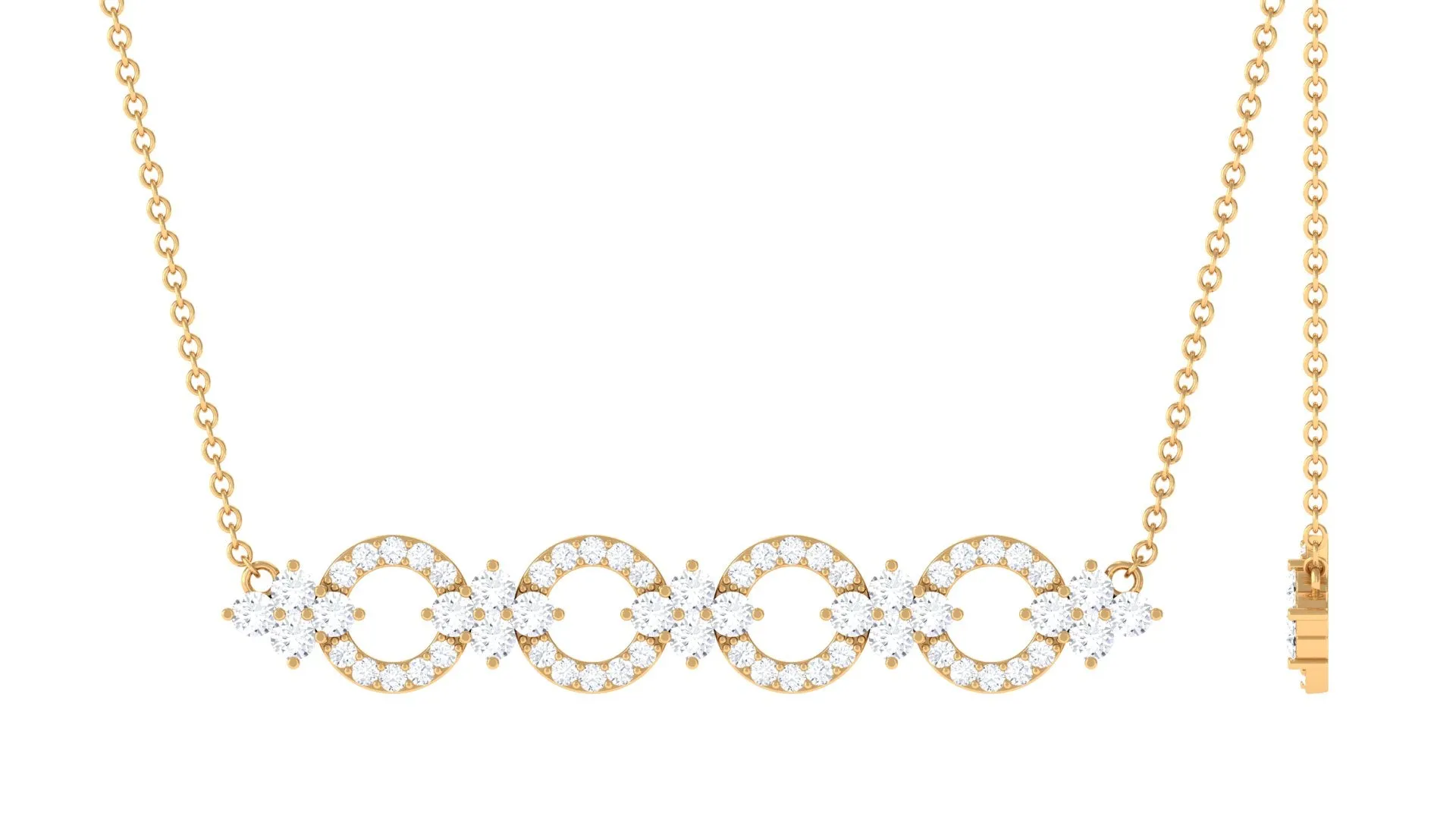 1.75 CT Round Cut Moissanite Bridal Bar Necklace in Gold