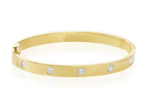 18k Yellow Gold 1.00ctw Flush Set Diamond Bangle Bracelet (I7837)
