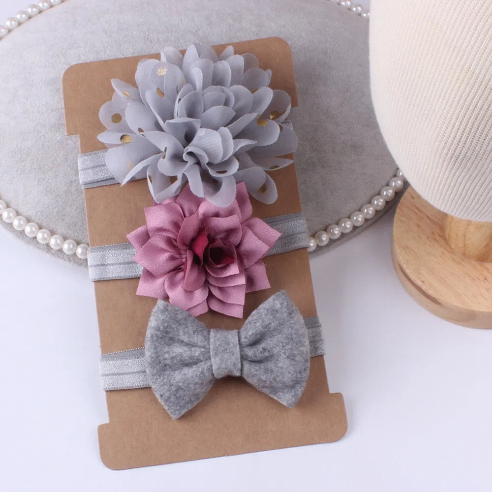 3pcs Headband Ribbon, Headdress Bowknot, Floral Hair Band Bow, 8 Styles