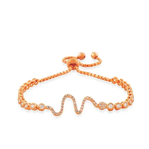 925 Sterling Silver White CZ Snake Womens Link Chain Bracelet
