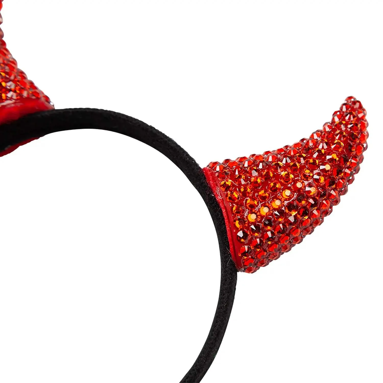Adults Deluxe Devil Horns Headband Red Diamante Halloween Hat