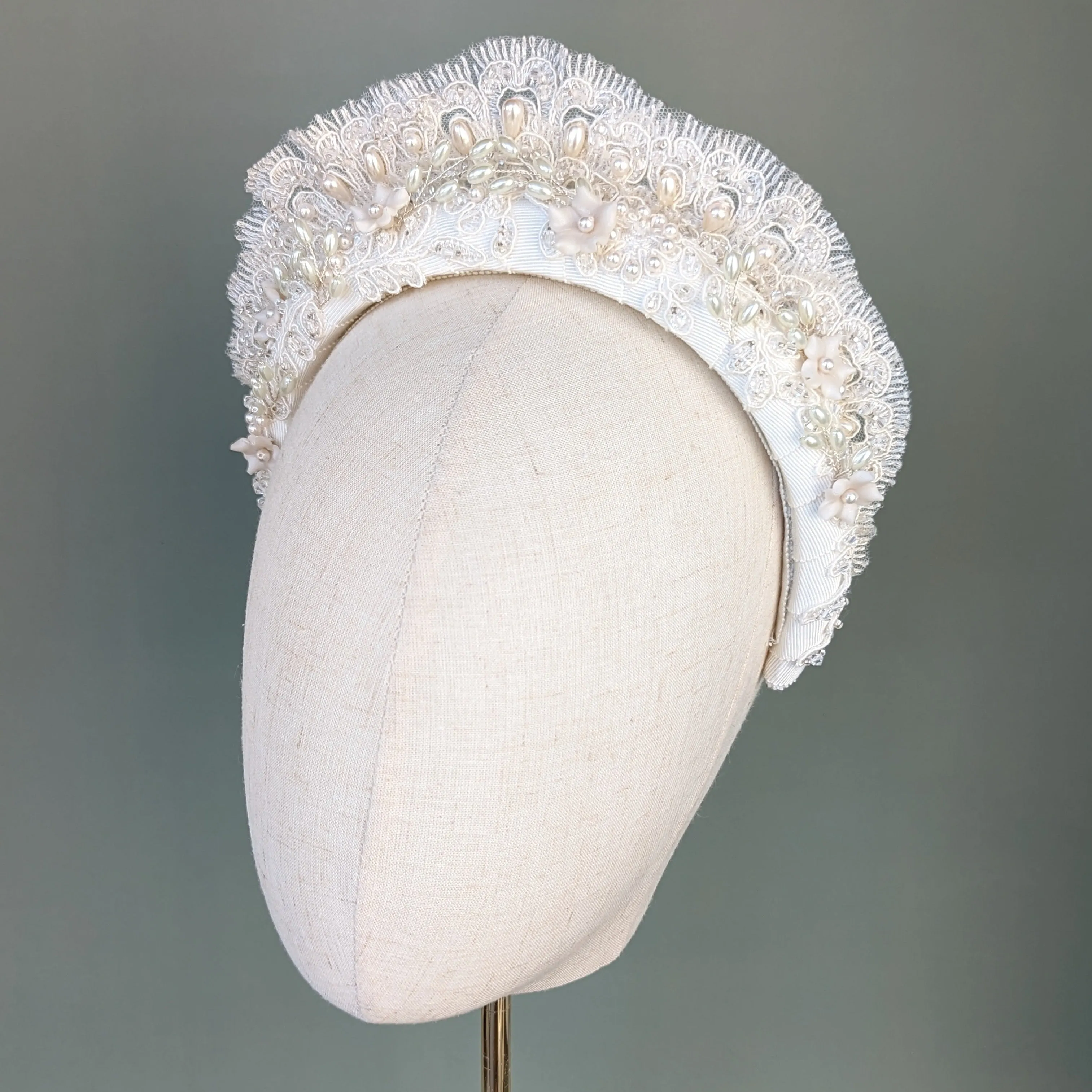 AMYBETH Vintage Inspired Beaded Lace Bridal Headband