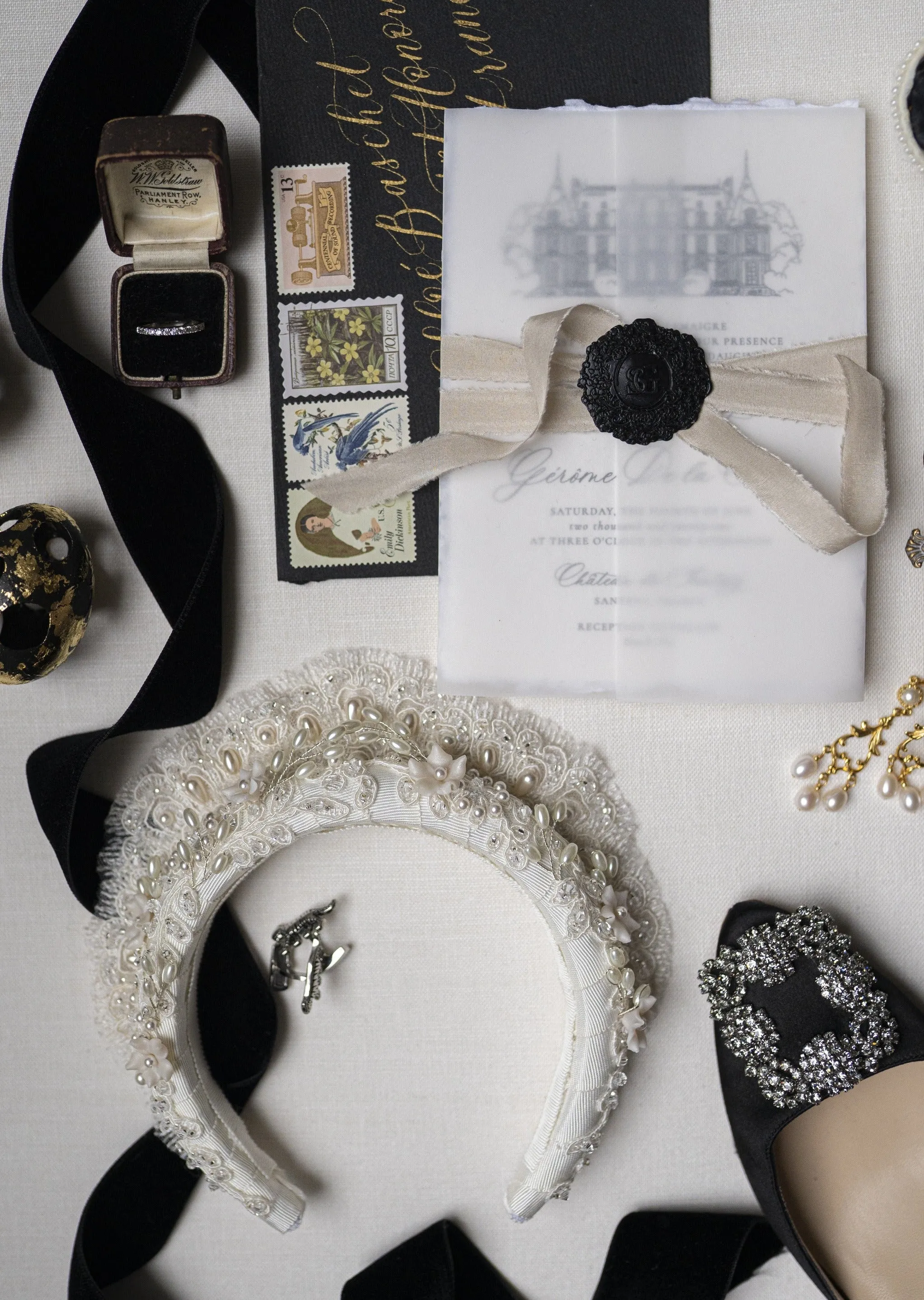 AMYBETH Vintage Inspired Beaded Lace Bridal Headband