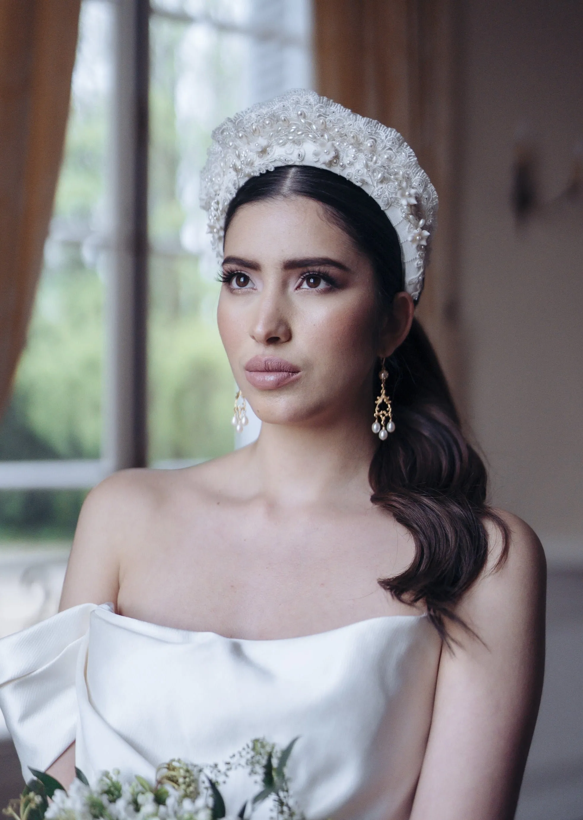 AMYBETH Vintage Inspired Beaded Lace Bridal Headband