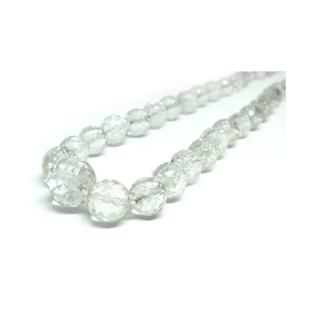 Antique Edwardian 1910 Rock Crystal Glass Beaded Necklace