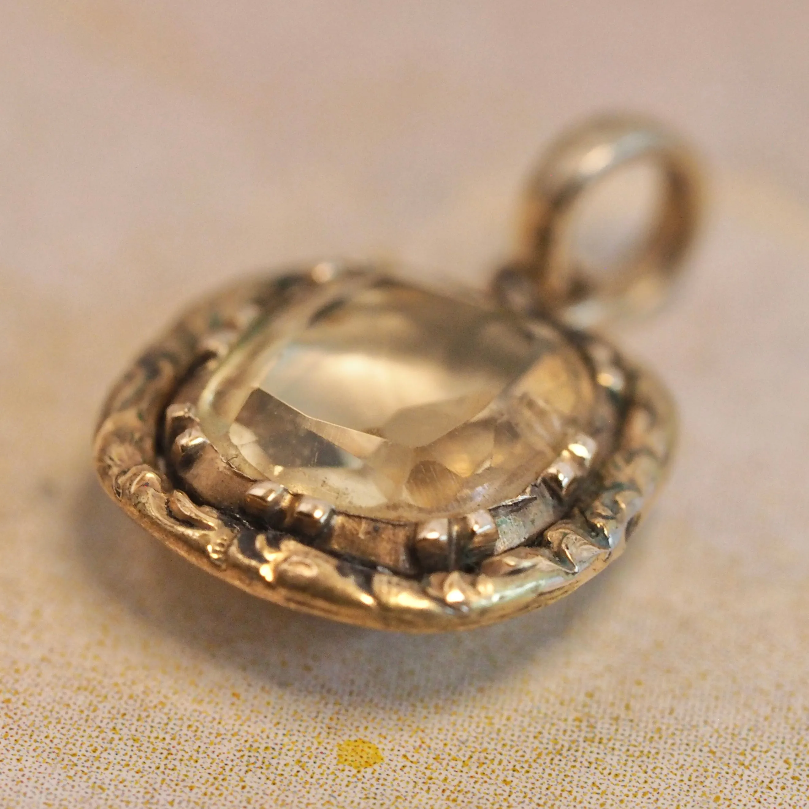 Antique Georgian 14k Gold Foil Backed Citrine Pendant