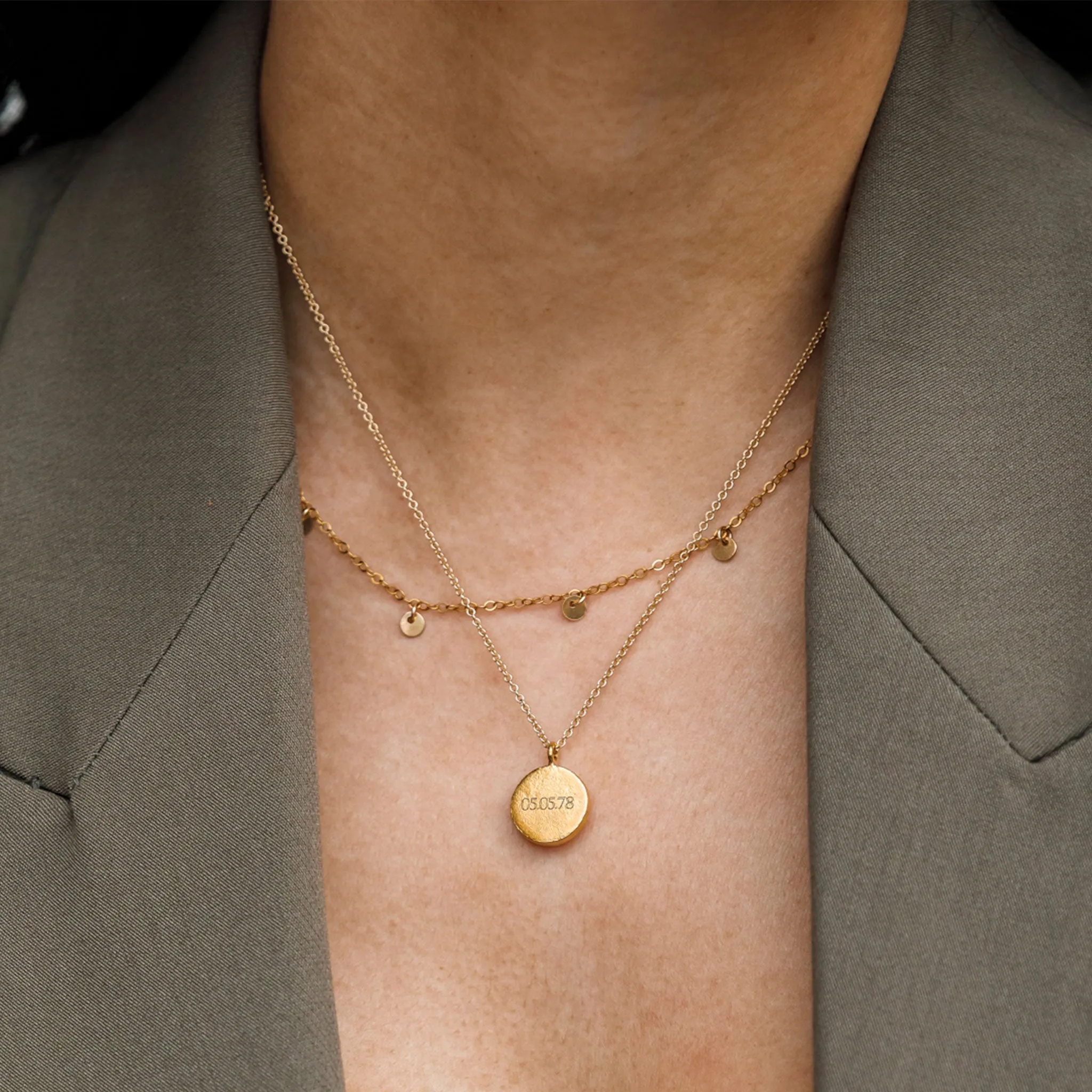 April Quartz Mini Sundial Birthstone Necklace