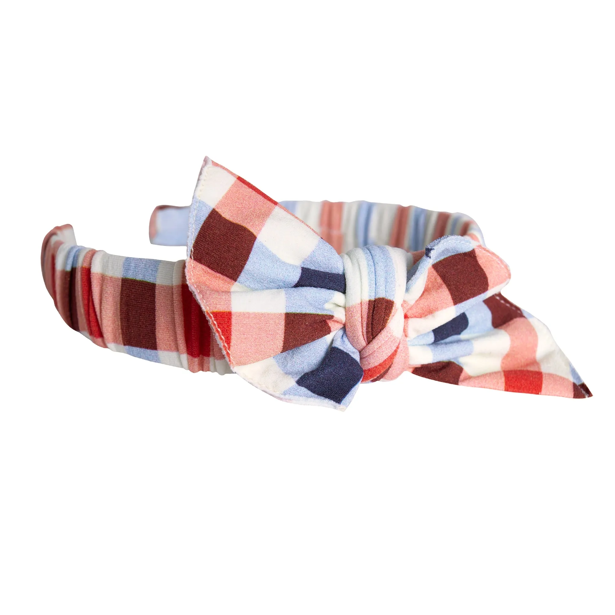 Baby Bling Summertime Check Printed Tied Hard Headband
