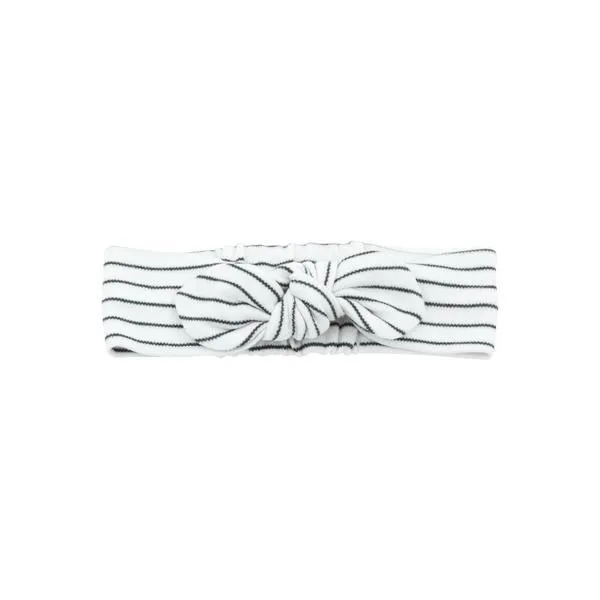 Baby Mori Headband Bow in Grey Stripe