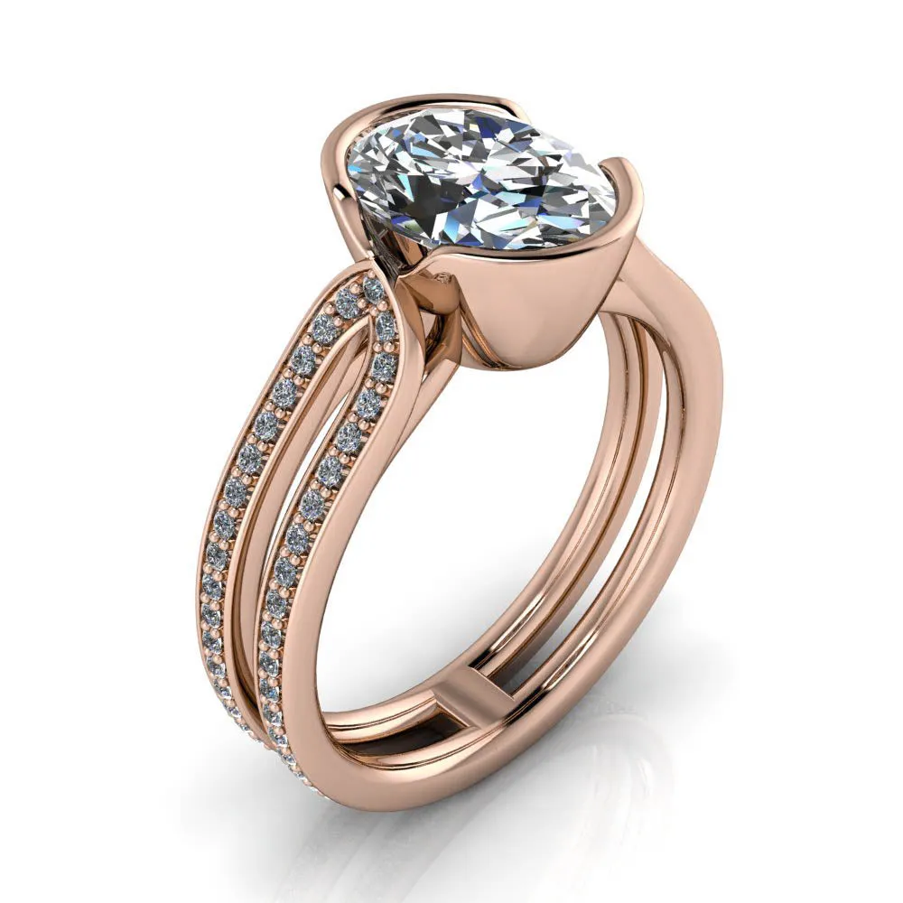 Bezel Set Oval Engagement Ring - Sebastian