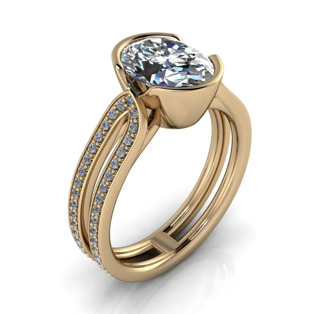 Bezel Set Oval Engagement Ring - Sebastian