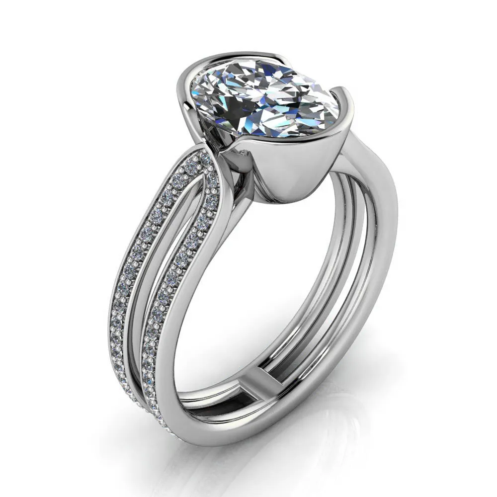 Bezel Set Oval Engagement Ring - Sebastian