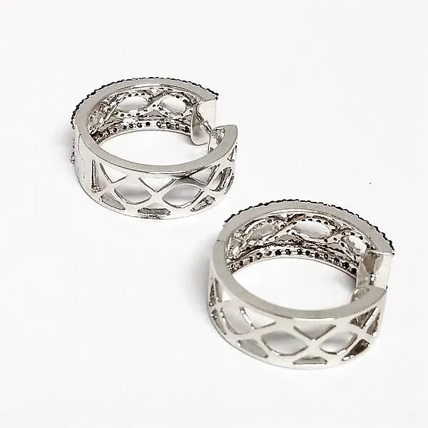 Black and White Diamond Hoops