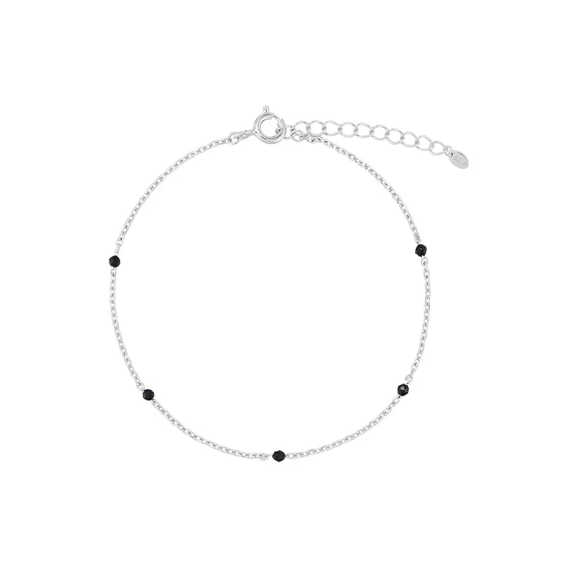 Black Spinel Chain Bracelet- Sterling Silver