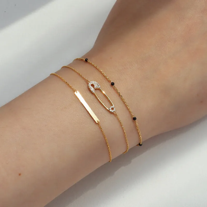Black Spinel Chain Bracelet- Sterling Silver