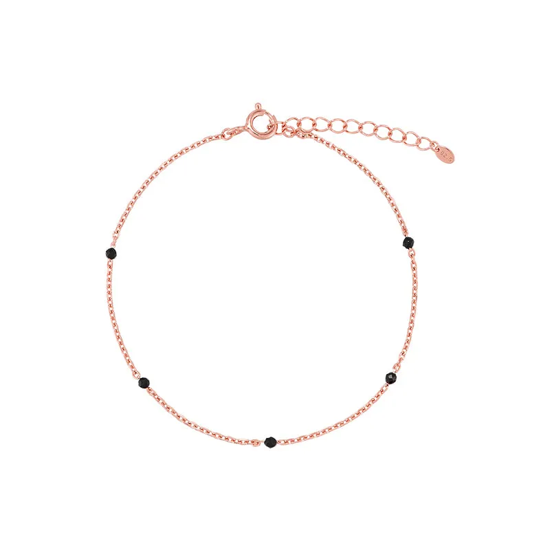 Black Spinel Chain Bracelet- Sterling Silver