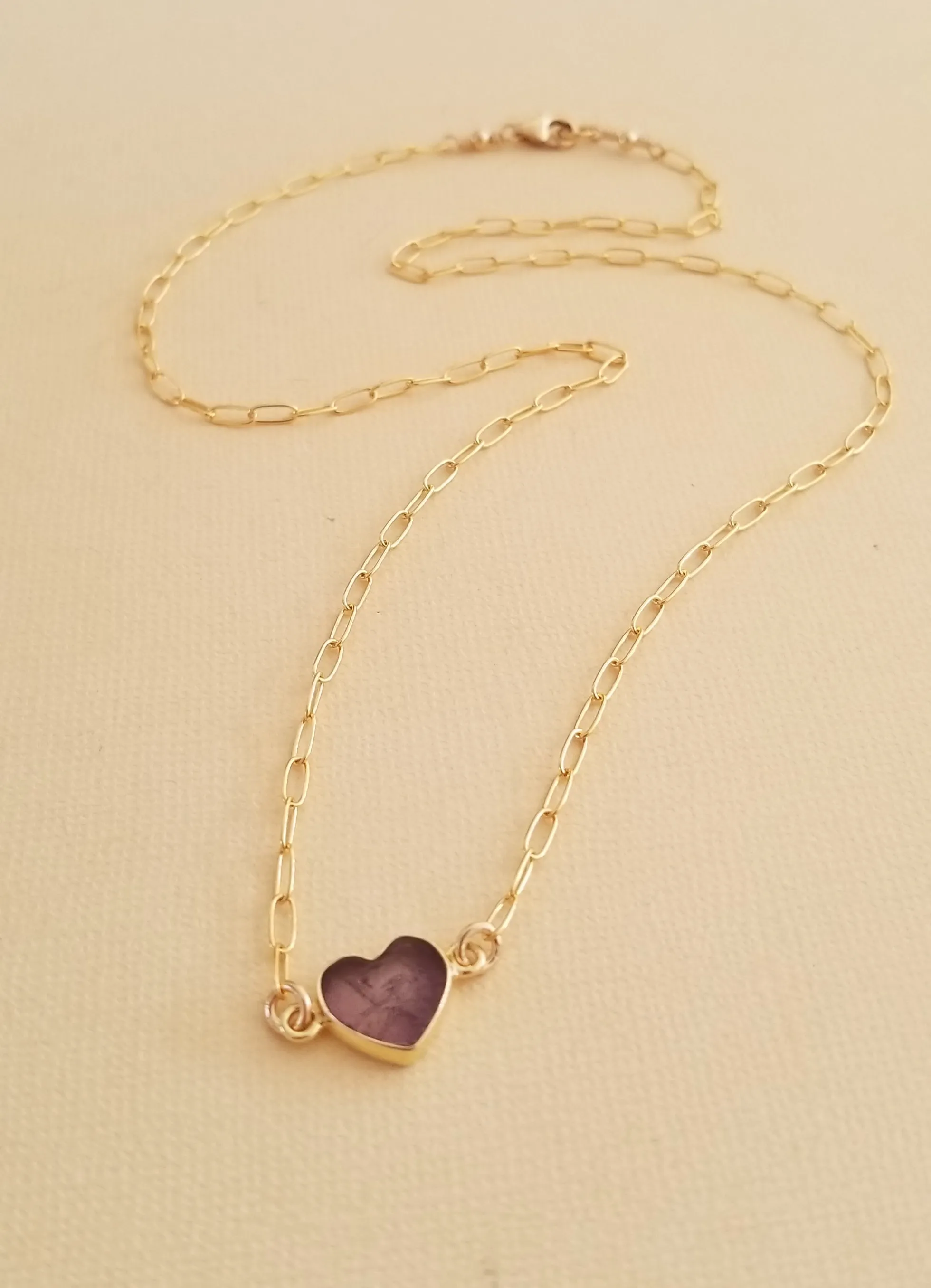 Bridesmaid Gift, Dainty Gemstone Heart Necklace, Wedding Jewelry