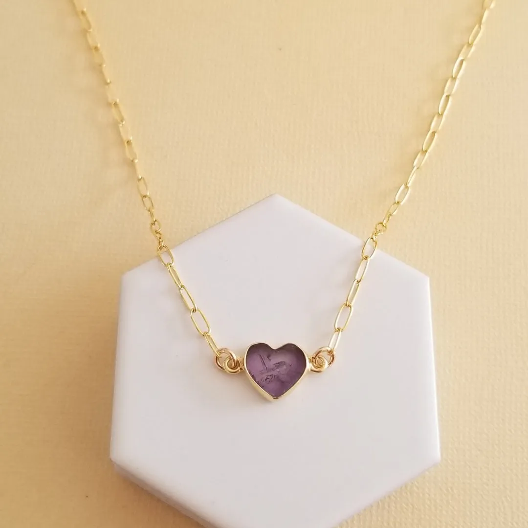 Bridesmaid Gift, Dainty Gemstone Heart Necklace, Wedding Jewelry