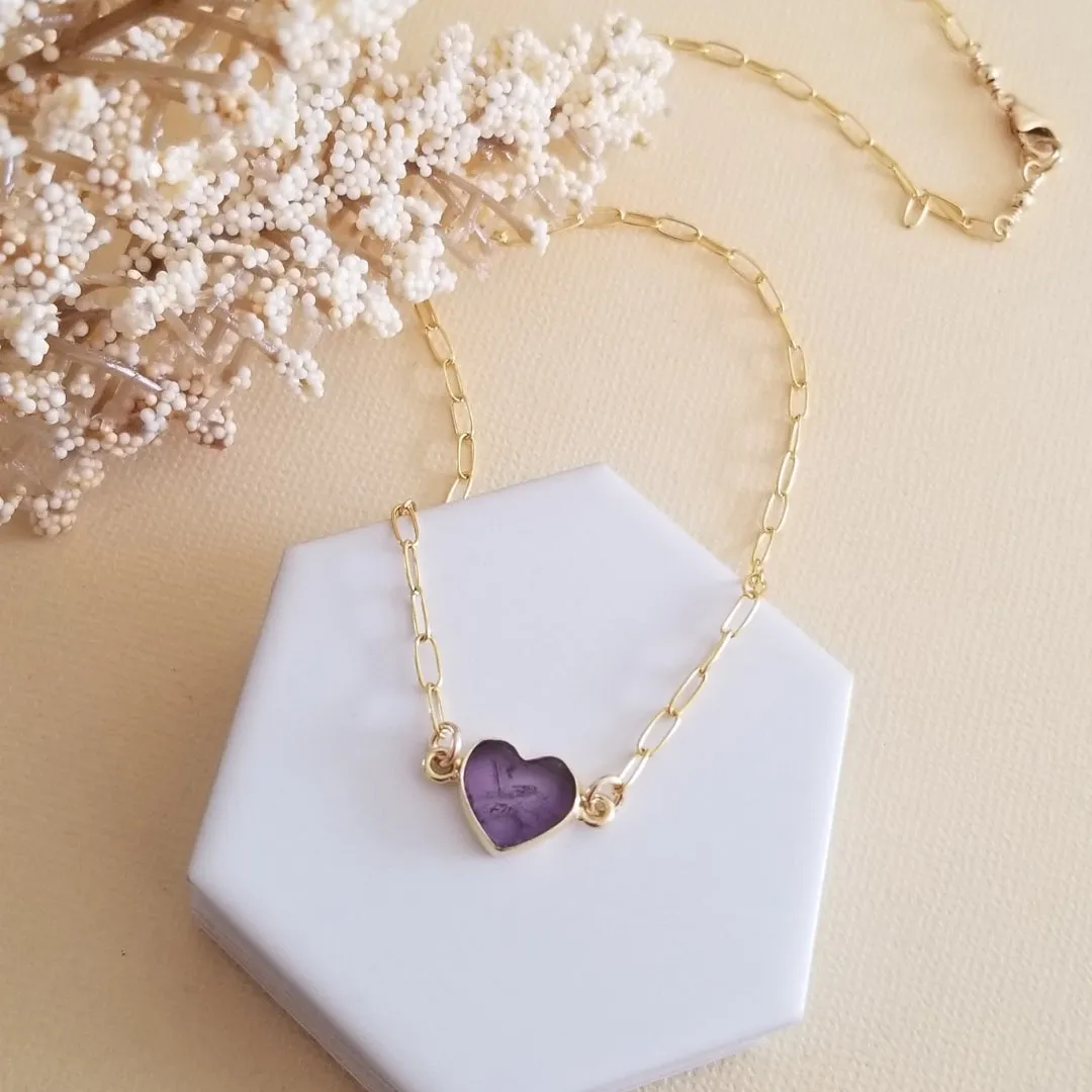 Bridesmaid Gift, Dainty Gemstone Heart Necklace, Wedding Jewelry