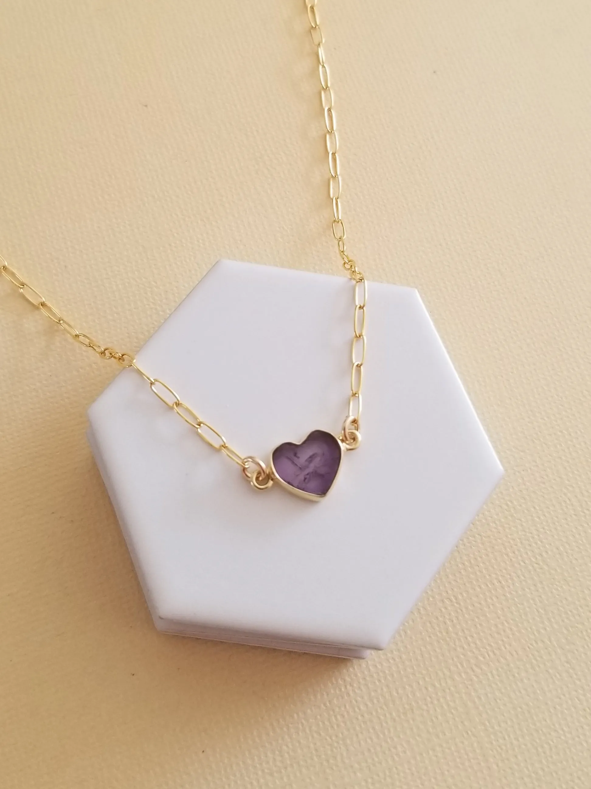 Bridesmaid Gift, Dainty Gemstone Heart Necklace, Wedding Jewelry