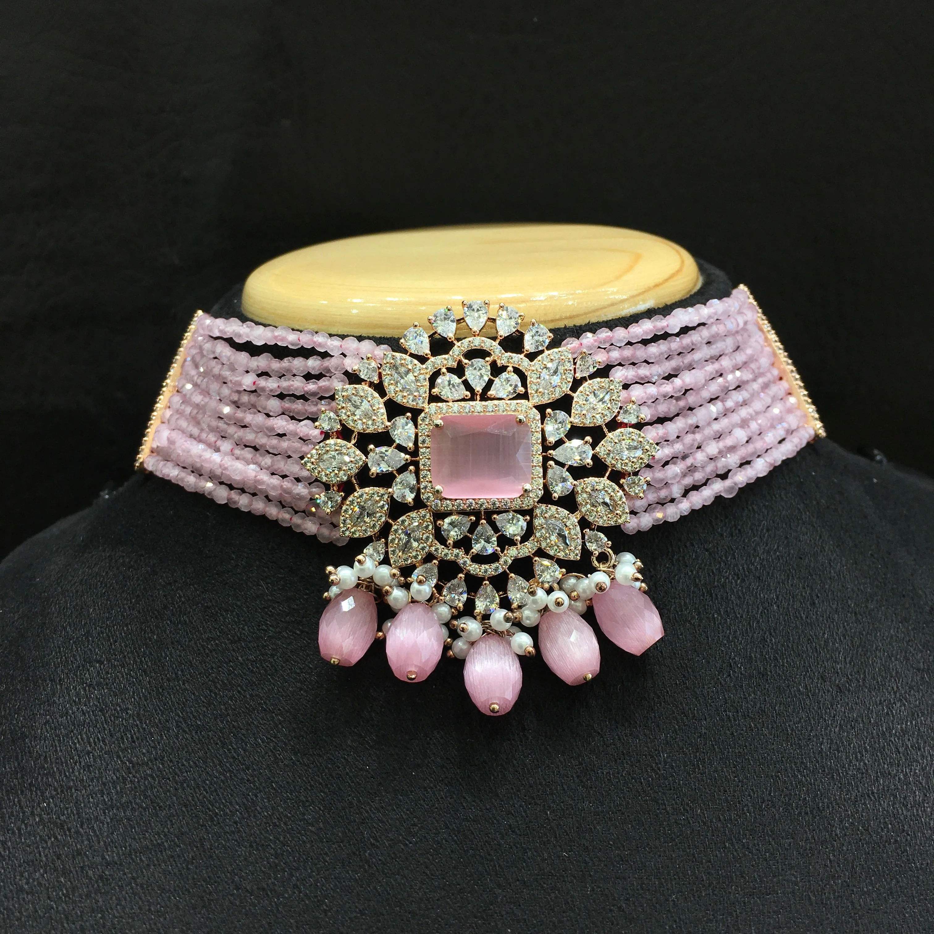Choker Zircon/AD Necklace Set 4141-69
