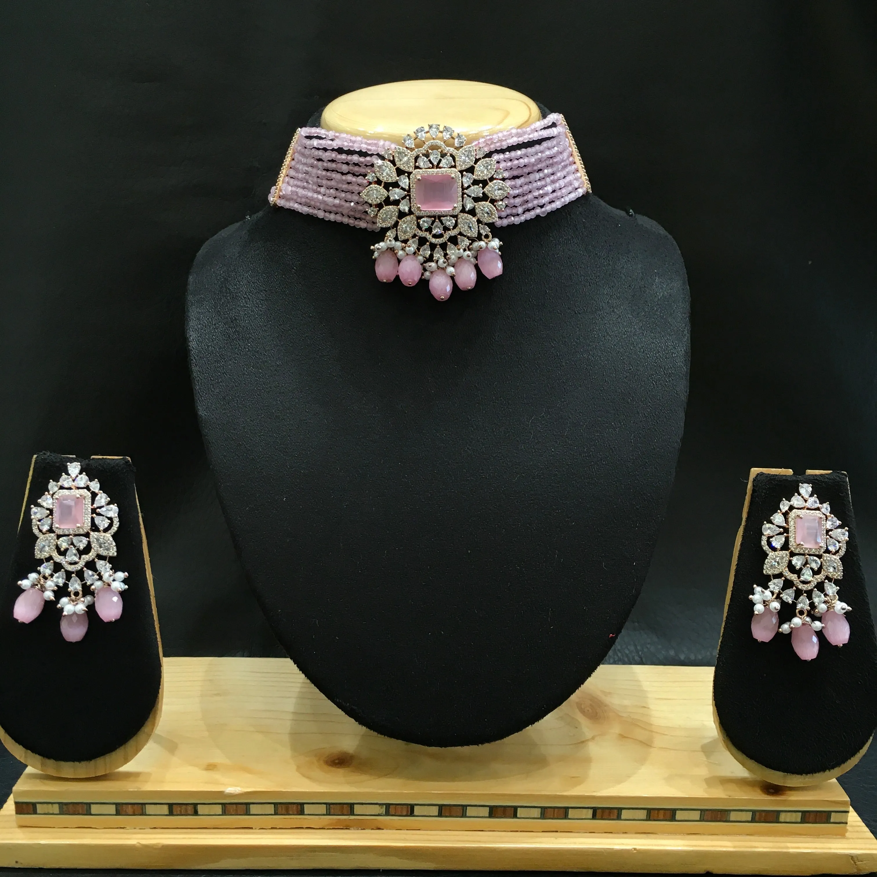 Choker Zircon/AD Necklace Set 4141-69