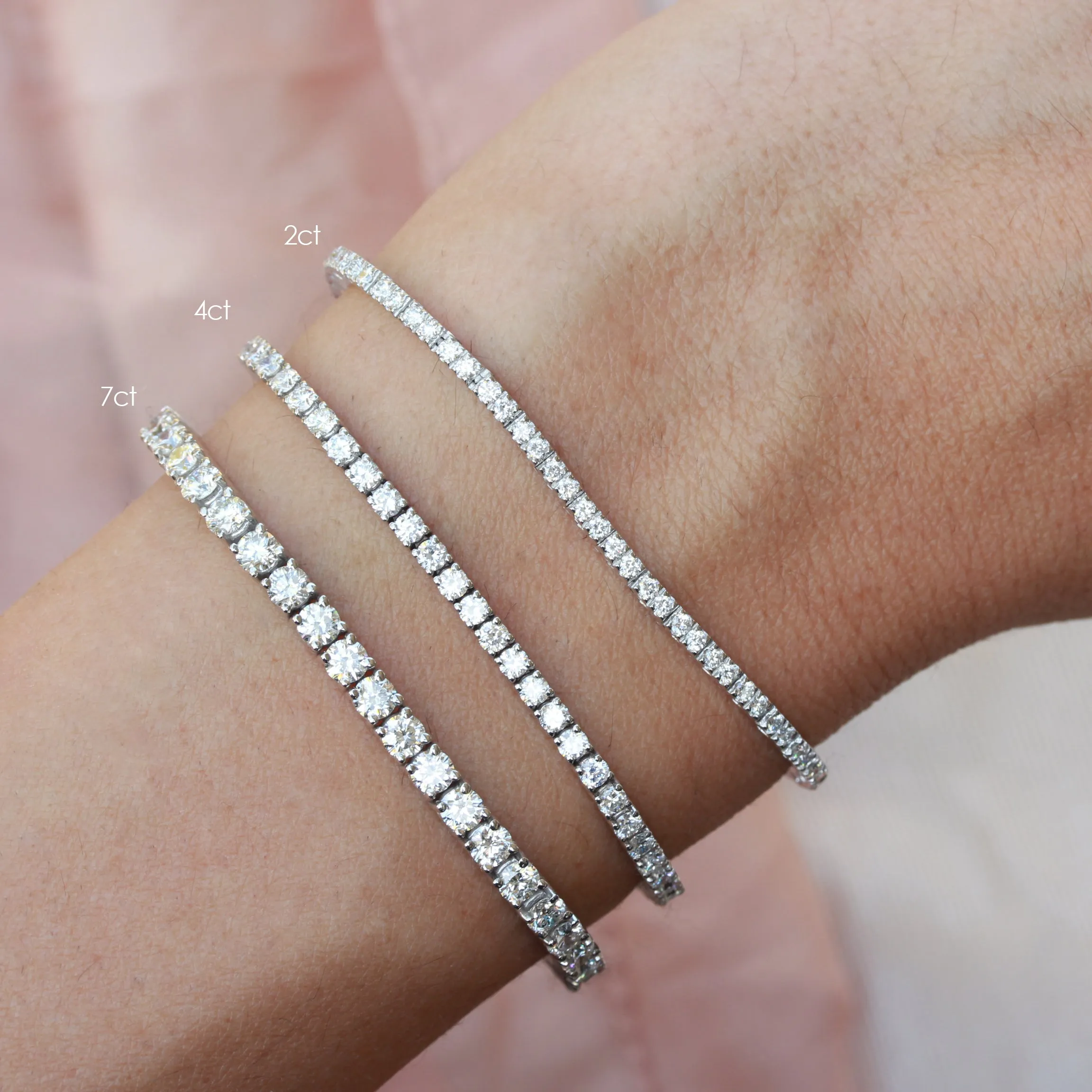 Classic diamond tennis bracelet, 7 inch length - 1ct, 2ct, 3ct, 4ct, 5ct, 7ct