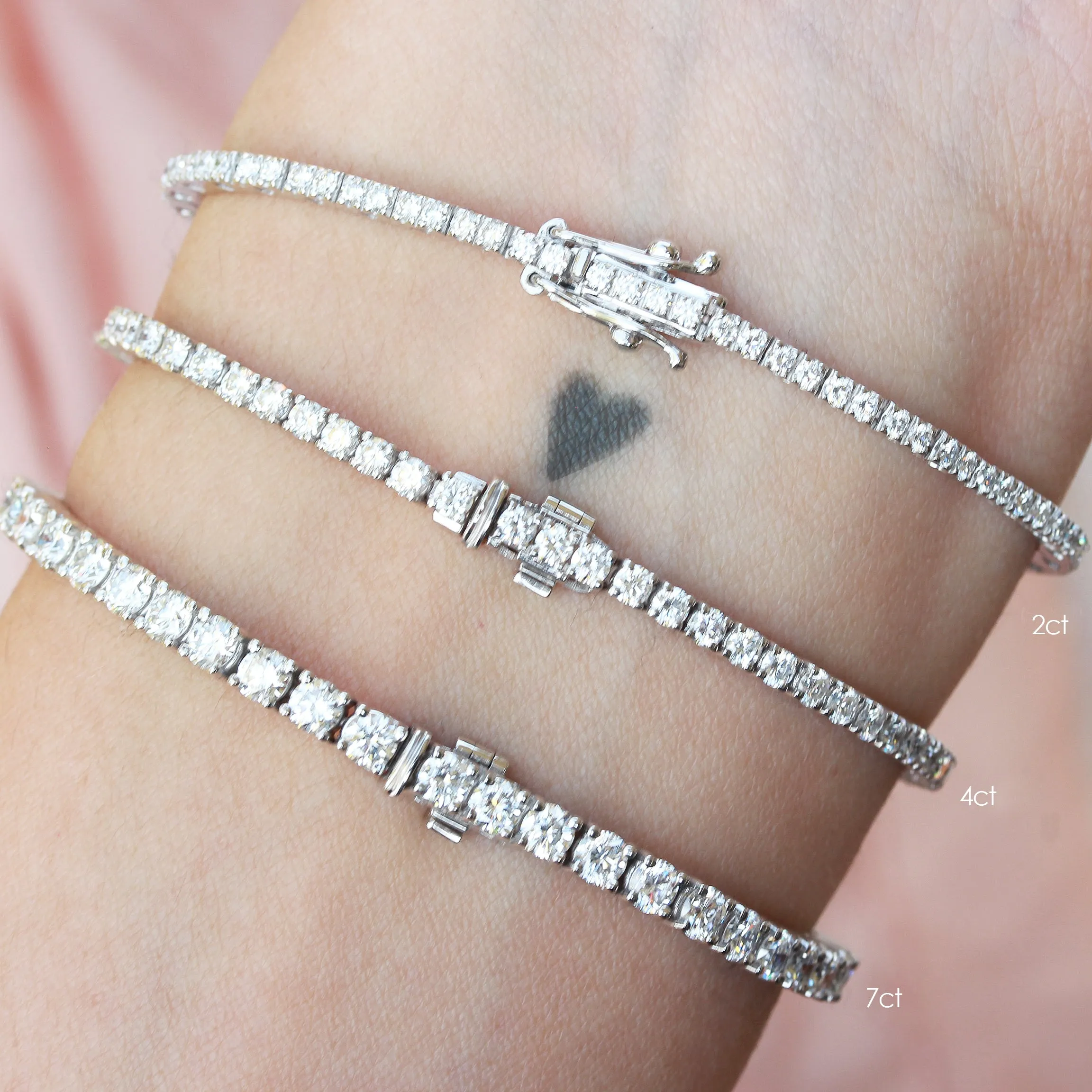 Classic diamond tennis bracelet, 7 inch length - 1ct, 2ct, 3ct, 4ct, 5ct, 7ct