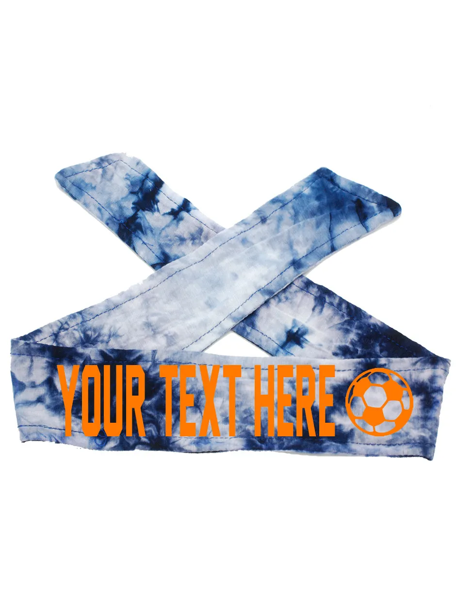 Custom Personalized Soccer TIE Headband - Flat (Non Sparkle) Letters!