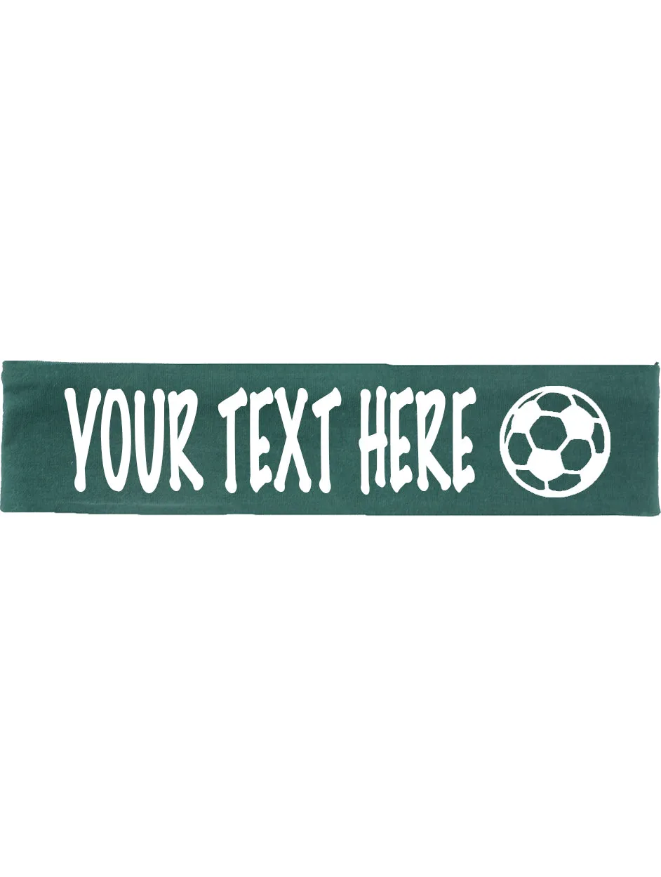 Custom SOCCER Cotton Headband - Flat (Non Sparkle) Letters!