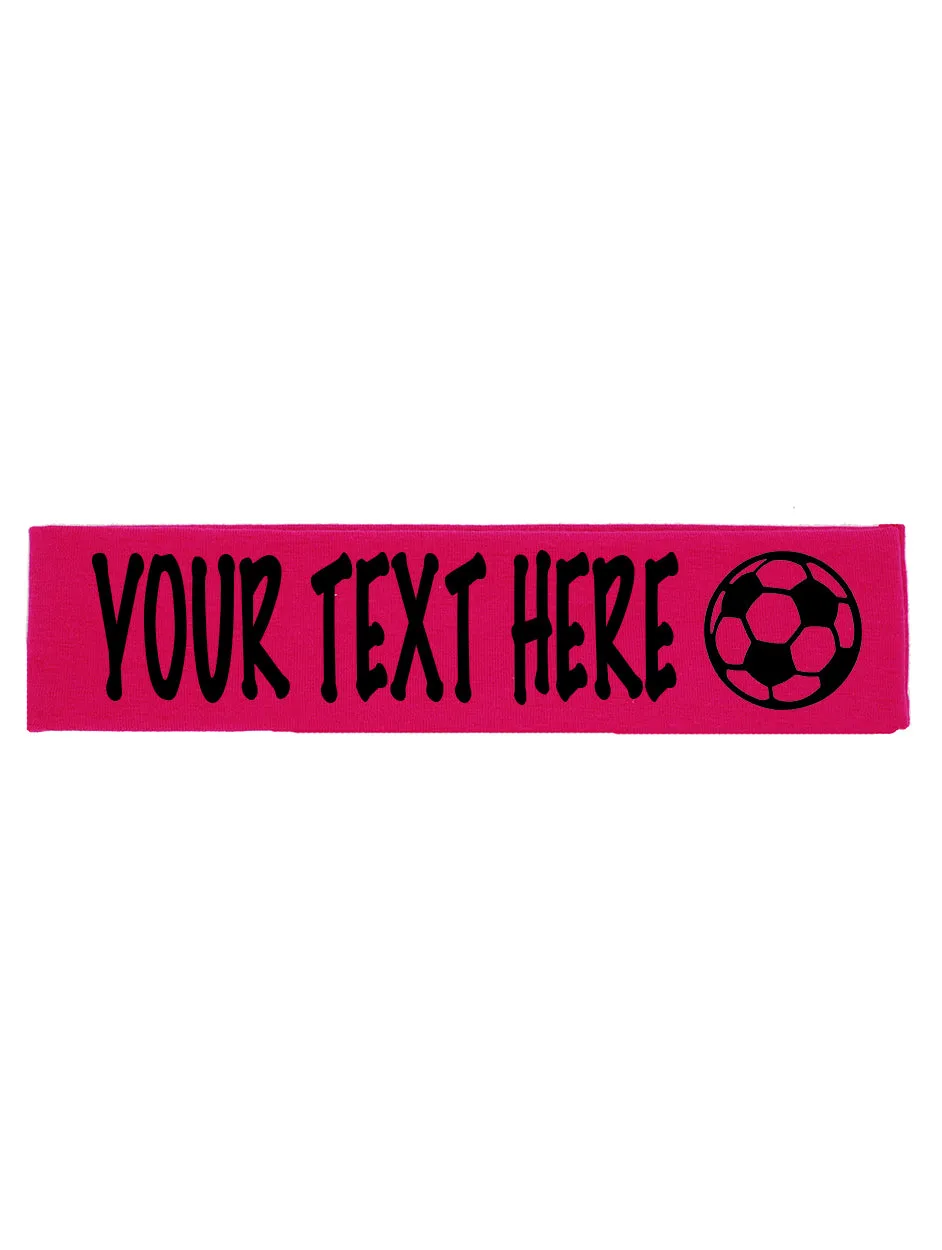 Custom SOCCER Cotton Headband - Flat (Non Sparkle) Letters!