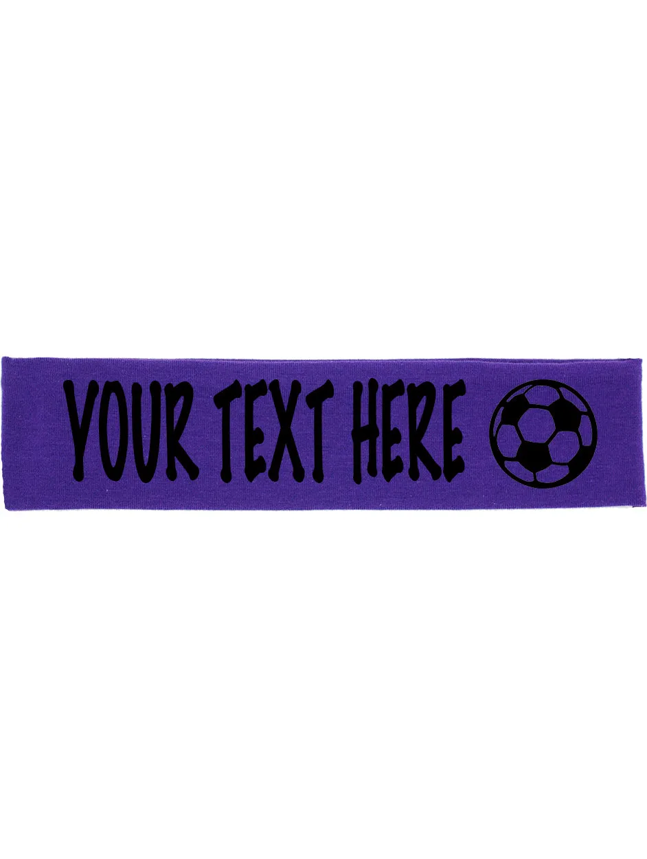 Custom SOCCER Cotton Headband - Flat (Non Sparkle) Letters!