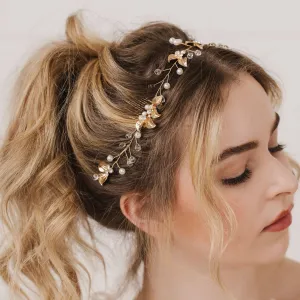 Elise Gold and Pearl Double Comb Vine