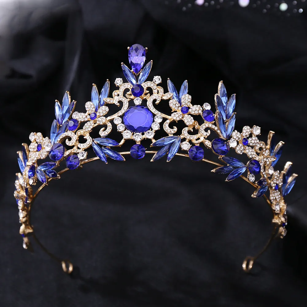 European and American Popular Rhinestone Headband Luxurious Baroque Crystal Leaf Wedding Bridal Crown
