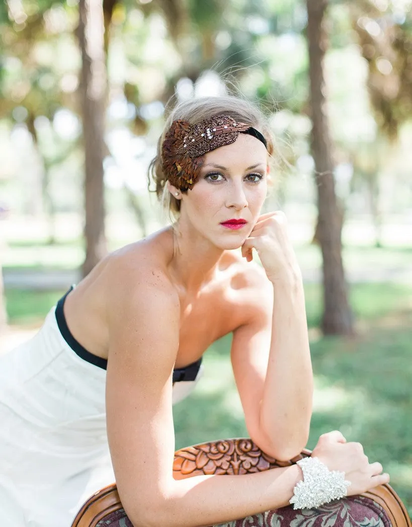 feather flapper headband - 150079 ADDISON