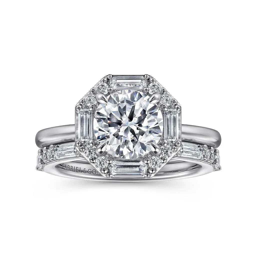 Gabriel & Co Cassi - 14K White Gold Round Diamond Engagement Ring