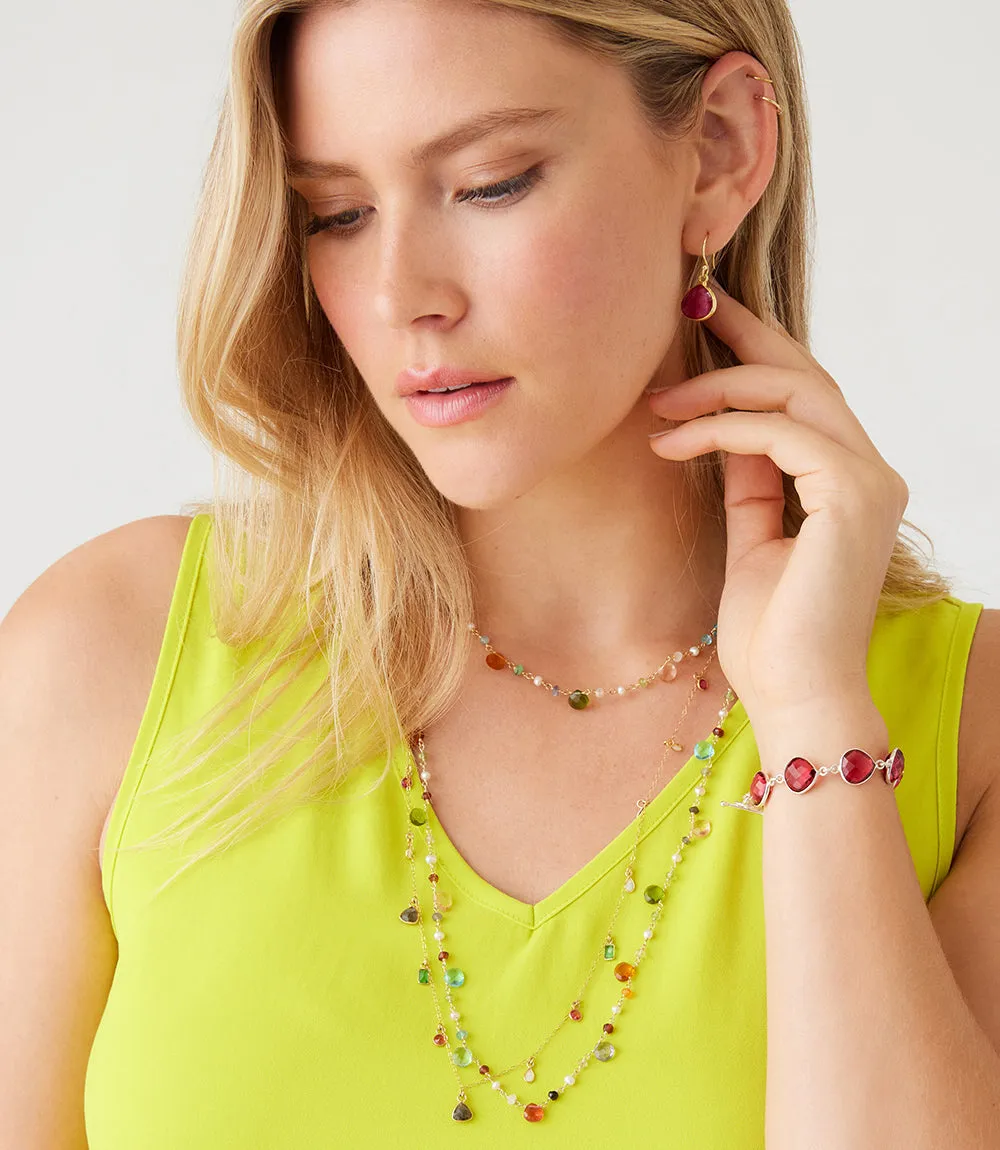 Gemstone Pear Drop Earrings