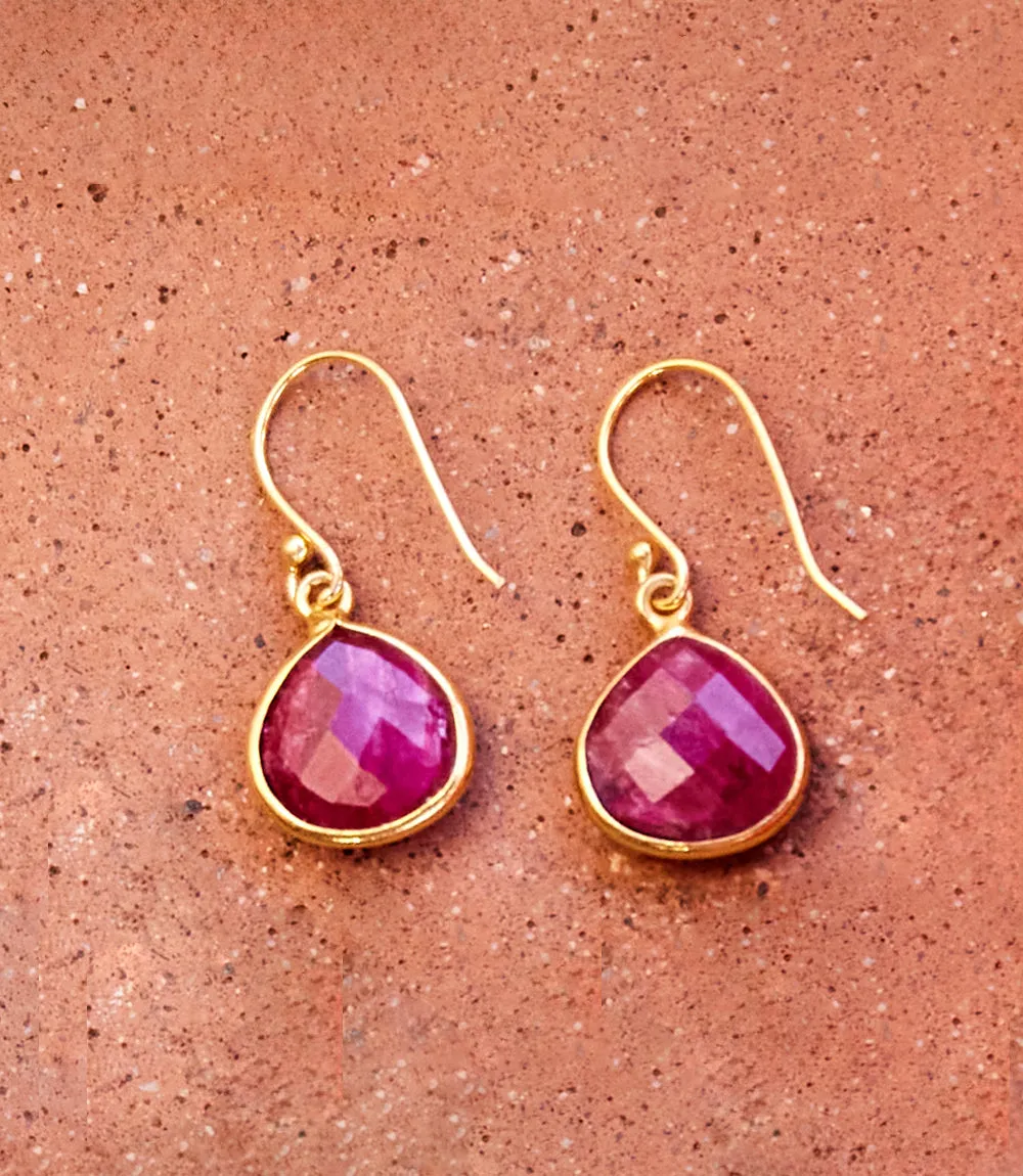 Gemstone Pear Drop Earrings